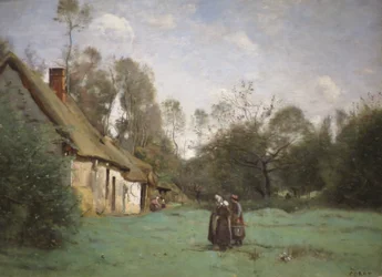 Reetgedecktes Haus in der Normandie